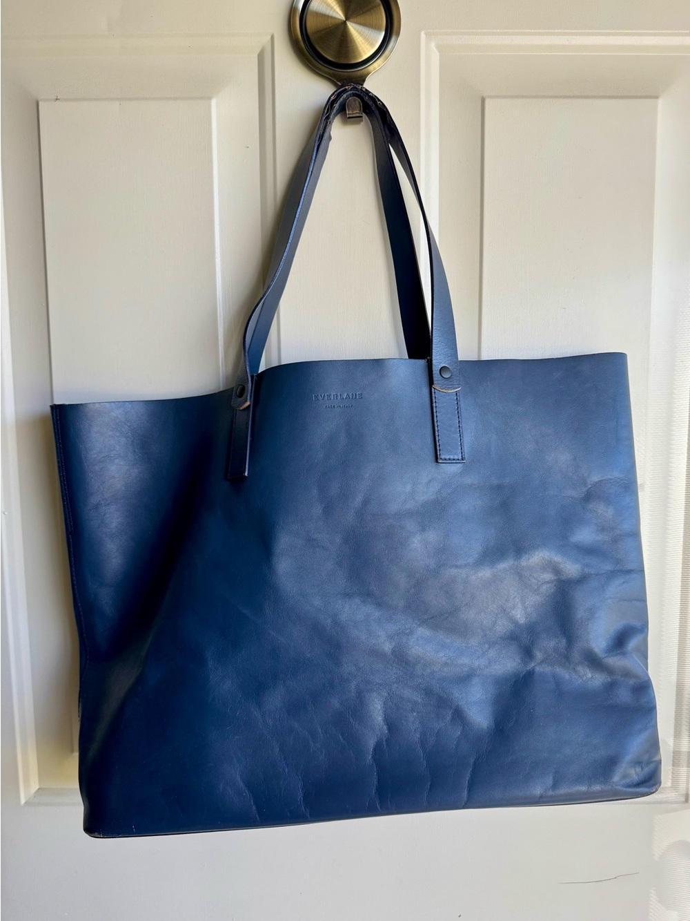 Everlane Navy Leather Tote